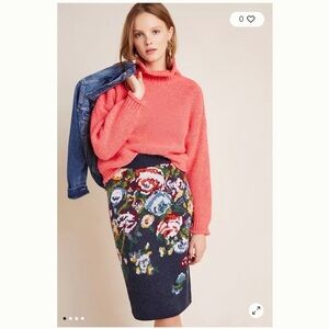Anthropologie Skye Embroidered Wool Knit Pencil Skirt, Large